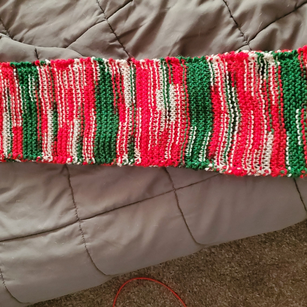 Merry and Brighr Knit Scarf in Red, Green, and White - Picture 2 of 2